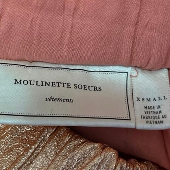 Anthropologie Moulinette Soeurs Gold Metallic High Waisted A Line Mini Skirt XS - Picture 5 of 6